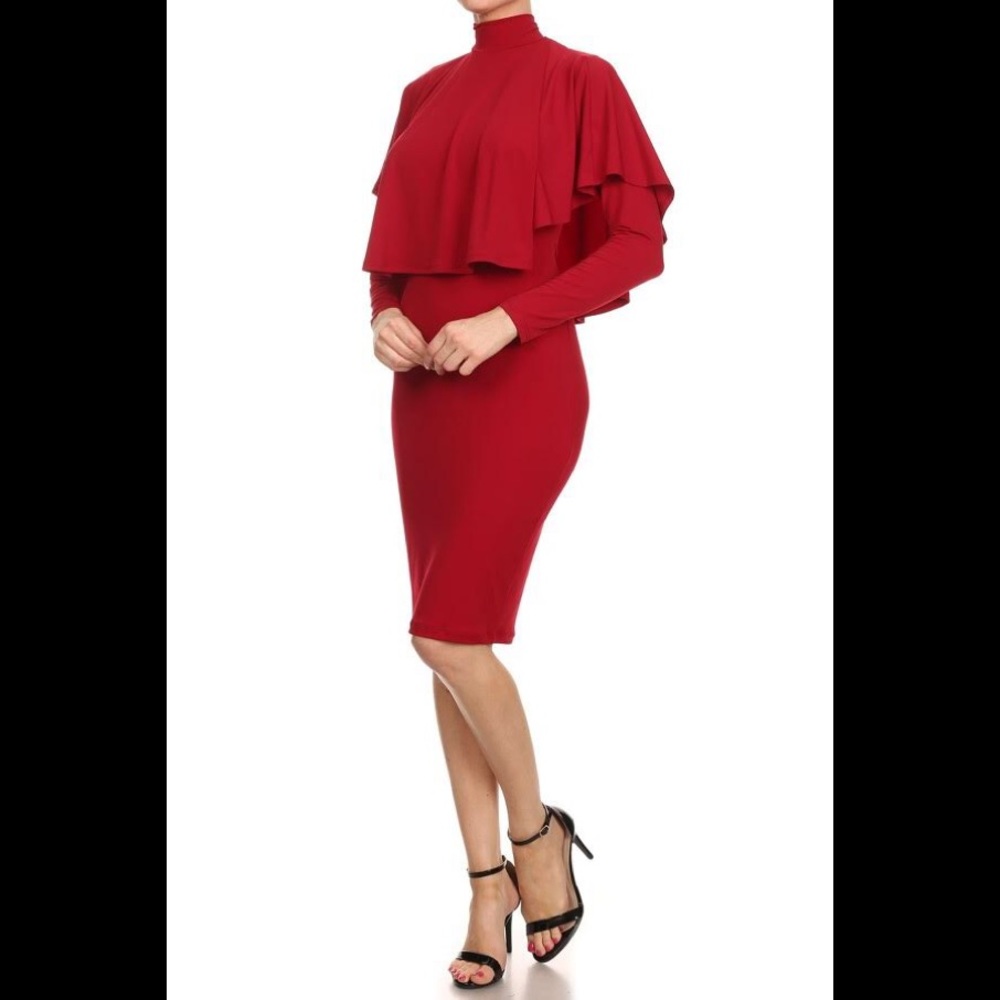 Turtle Neck Cape Dress - Picture 3 of 6